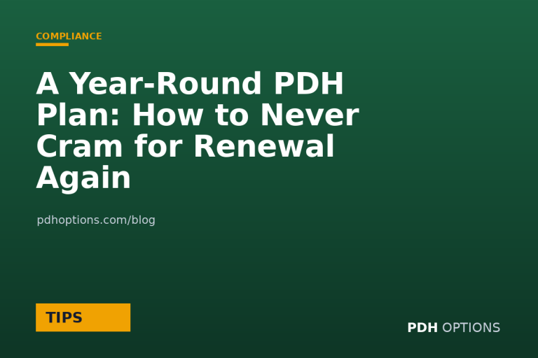 A Year-Round PDH Plan: How to Never Cram for Renewal Again — CPE Options