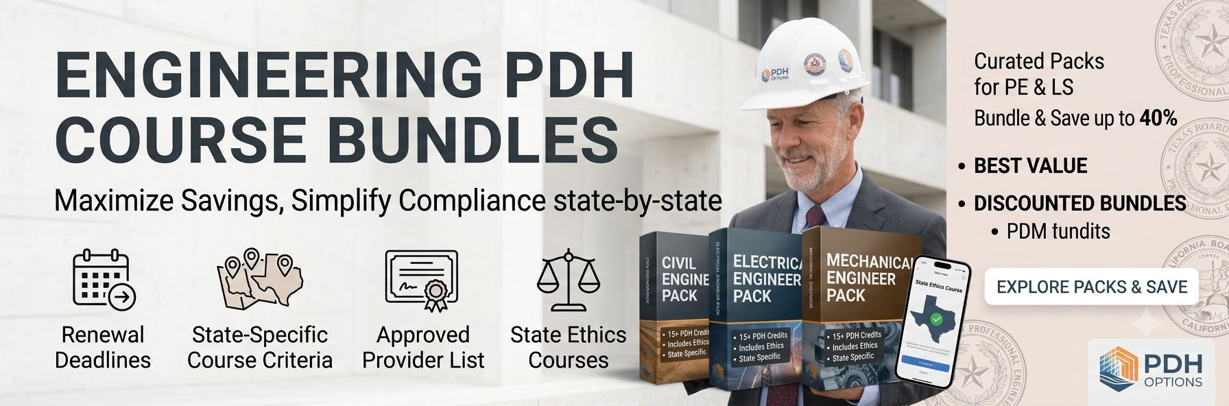 Engineering CPE course package for PE and land surveyor license renewal